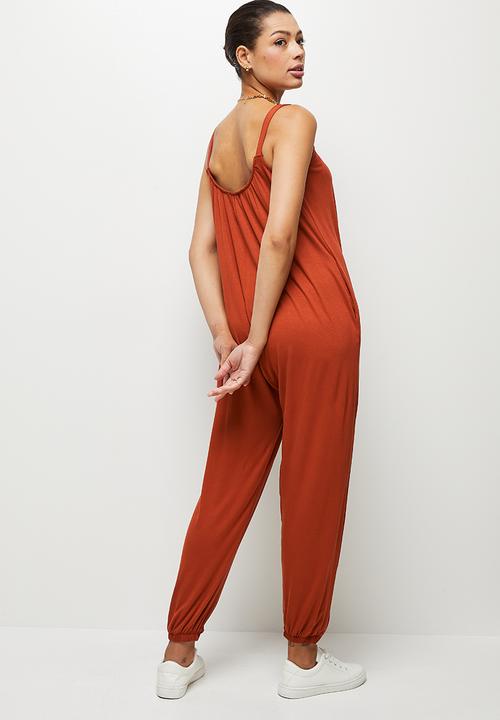 edit - Oversized knit jumpsuit - brick