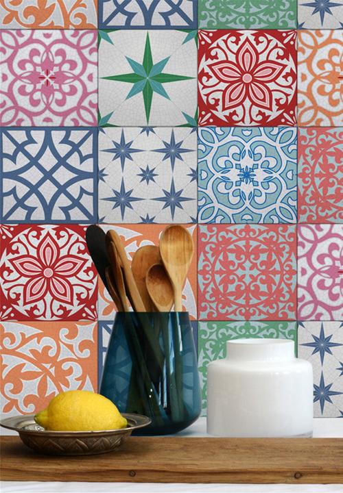 Robin Sprong - 20 arabesque wall tile stickers - multi