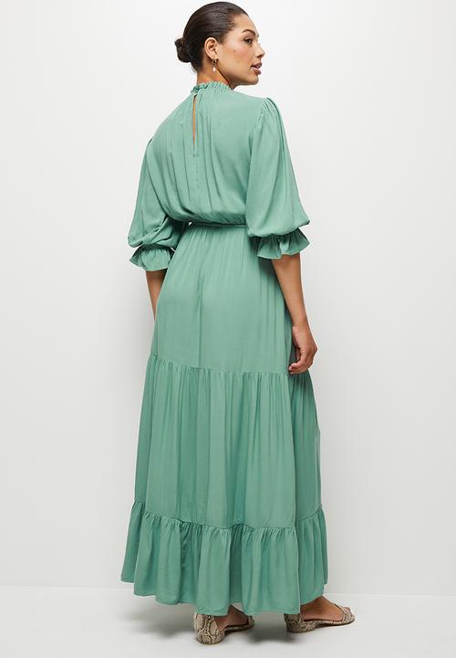 edit - Piecrust tiered fit & flare maxi dress - Sage