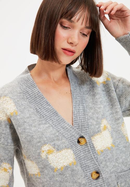 Trendyol - Jacquard knit cardigan - grey