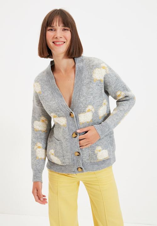 Trendyol - Jacquard knit cardigan - grey