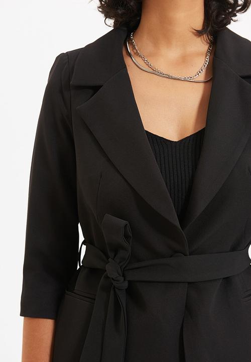 Trendyol - Tie blazer jacket - black