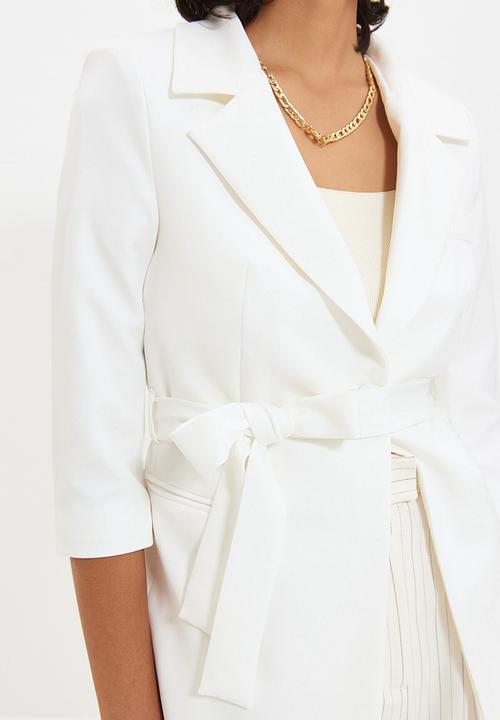 Trendyol - Tie blazer jacket - white