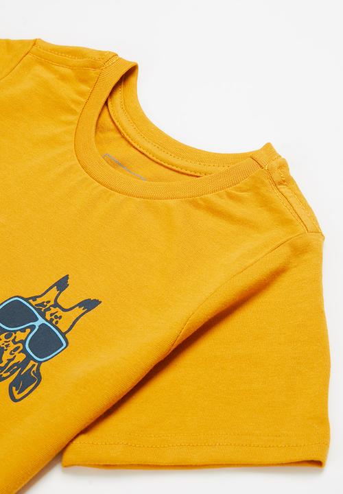 Pop Candy - Boys 2 pack graphic short sleeve t-shirt - green & mustard