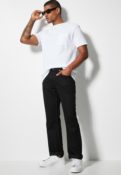 Superbalist - Waffle crew neck pocket tee - white 