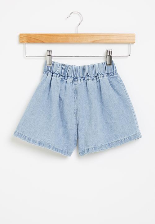 Pop Candy - Girls bow denim shorts - blue
