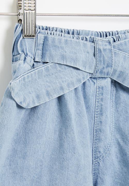 Pop Candy - Girls bow denim shorts - blue