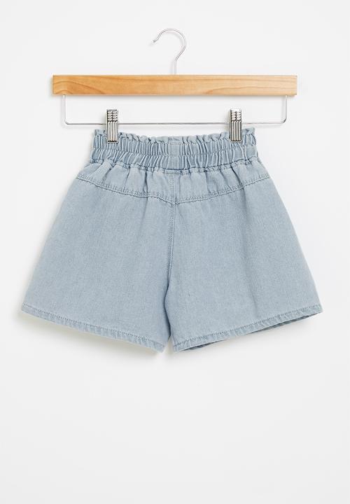 Pop Candy - Girls denim shorts with buttons - blue