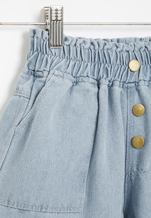 Pop Candy - Girls denim shorts with buttons - blue