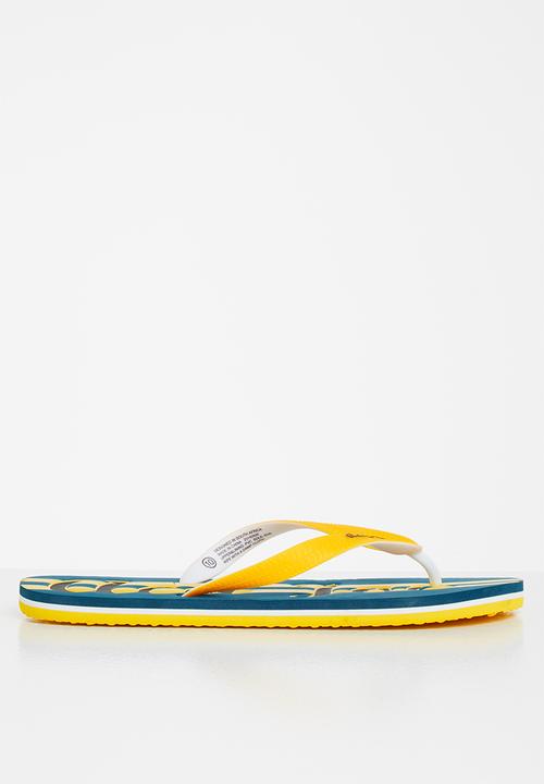 Aca Joe - Mens slip-slops - mustard & blue 