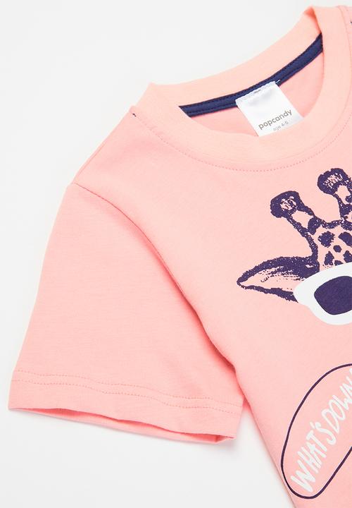Pop Candy - Girls giraffe tee - pink