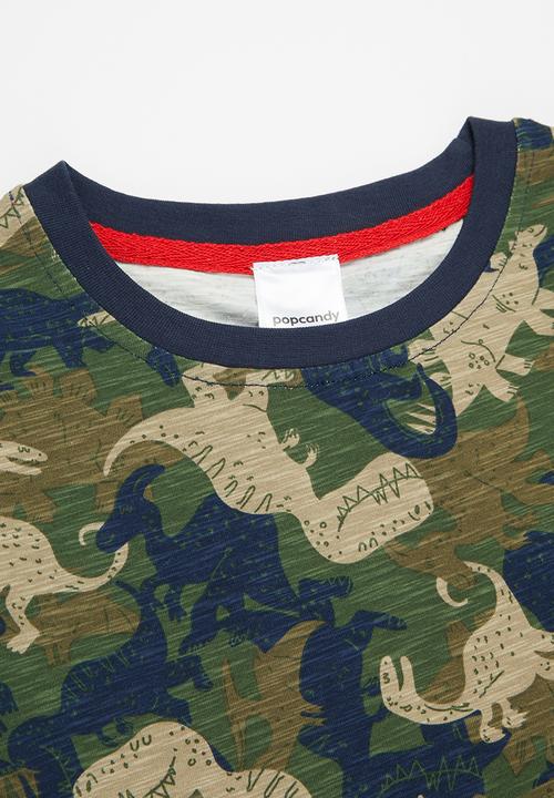 Pop Candy - Dino tee - navy & olive