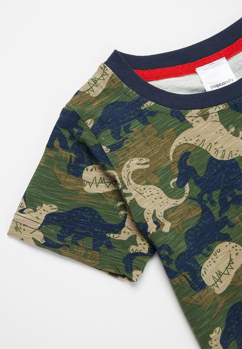 Pop Candy - Dino tee - navy & olive