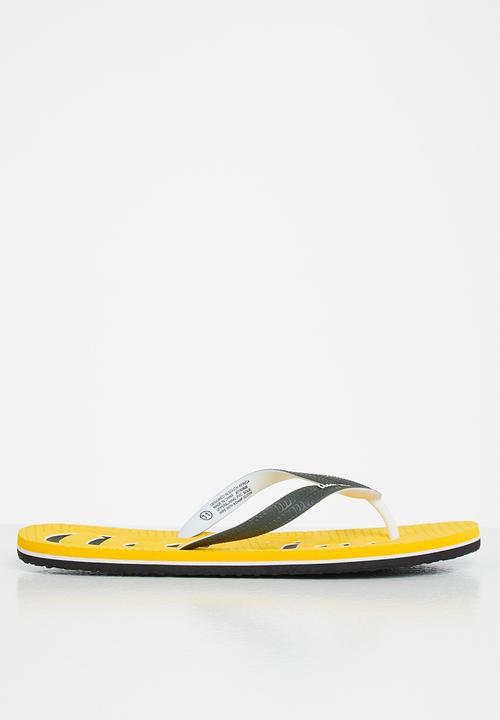 Aca Joe - Mens slops - dark green & yellow 