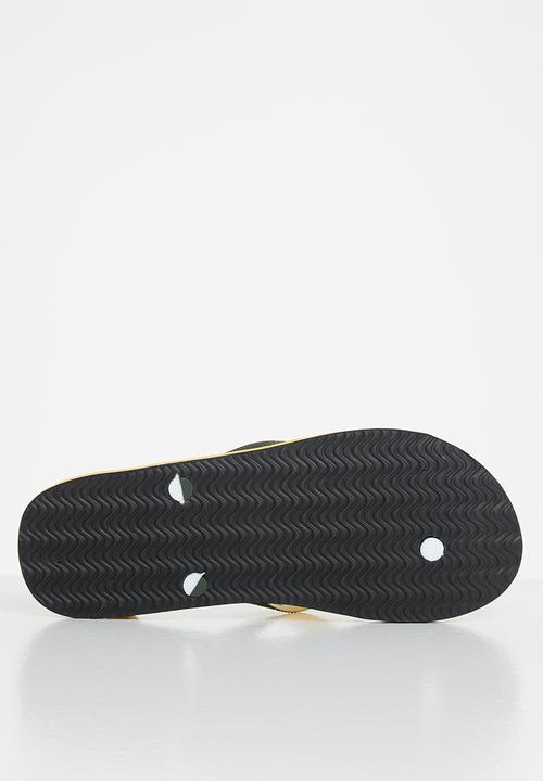 Aca Joe - Mens slops - dark green & yellow 