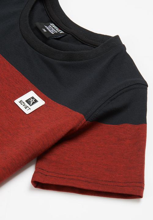 SOVIET - B keanu crew neck yarn dye stripe tee - red