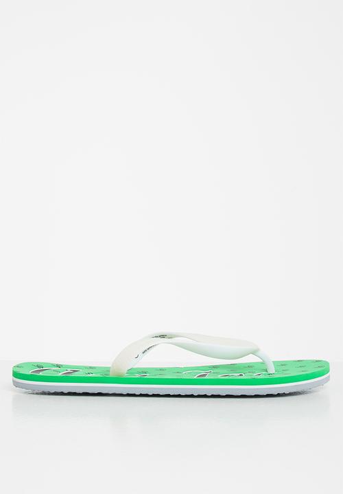 Aca Joe - Mens slops - off white & green 