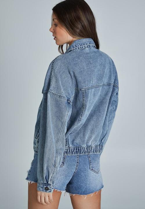 Cotton On - Cinched hem denim jacket - haven blue
