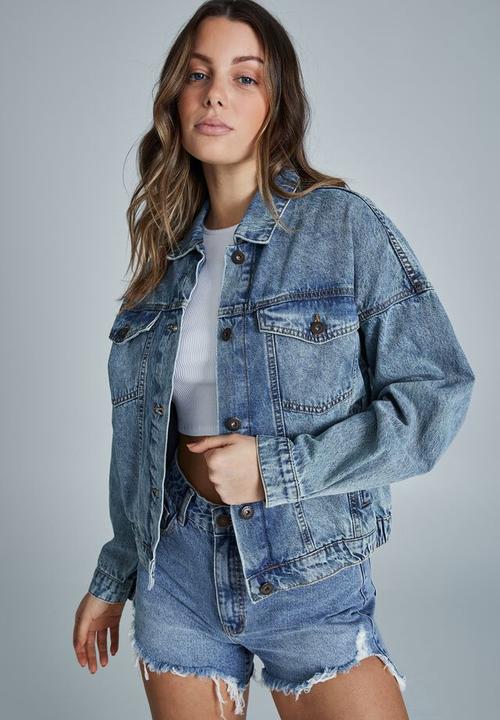 Cotton On - Cinched hem denim jacket - wategos blue