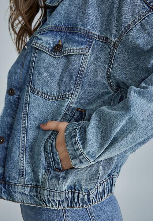 Cotton On - Cinched hem denim jacket - wategos blue