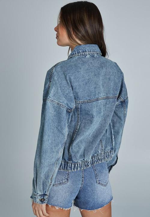 Cotton On - Cinched hem denim jacket - wategos blue