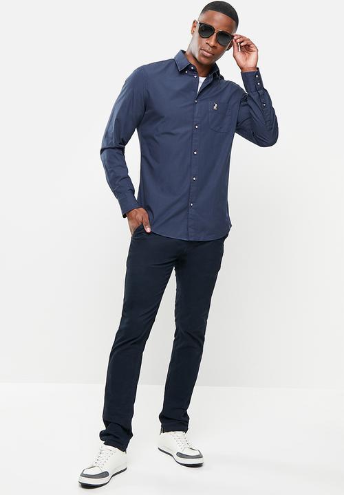 POLO - Jason long sleeve signature shirt - navy