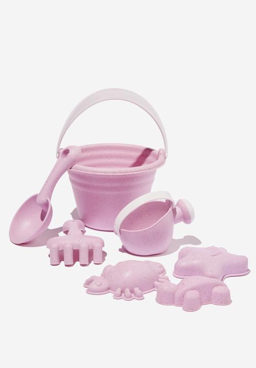 Cotton On - Wheat straw beach set - pale violet