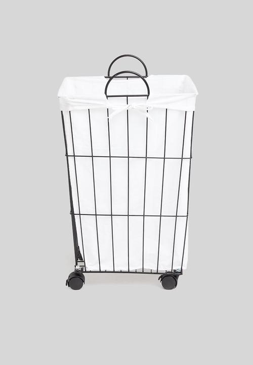 H&S - Metal laundry basket - black & white