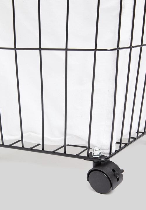 H&S - Metal laundry basket - black & white