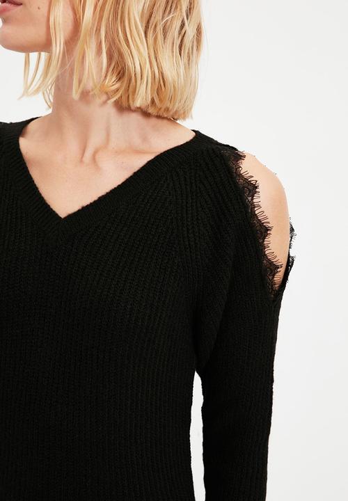 Trendyol - Cutout detailed knit sweater - black