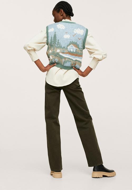 MANGO - Waistcoat farm - light pastel blue