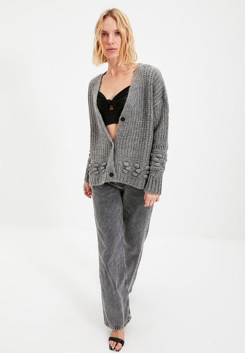 Trendyol - Knitted detail knit cardigan - grey