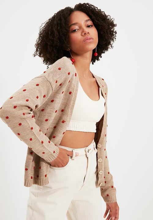 Trendyol - Pompom detailed knit cardigan - beige