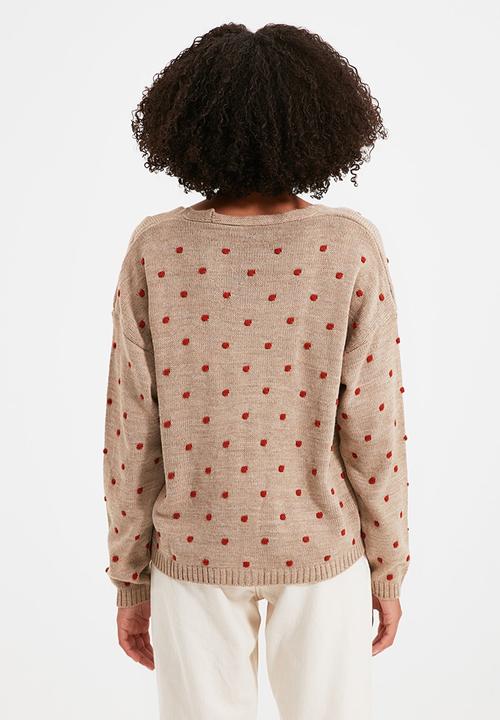 Trendyol - Pompom detailed knit cardigan - beige