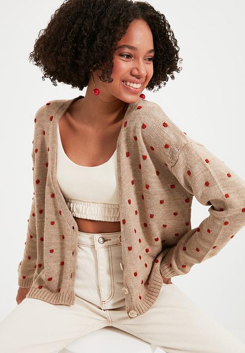 Trendyol - Pompom detailed knit cardigan - beige