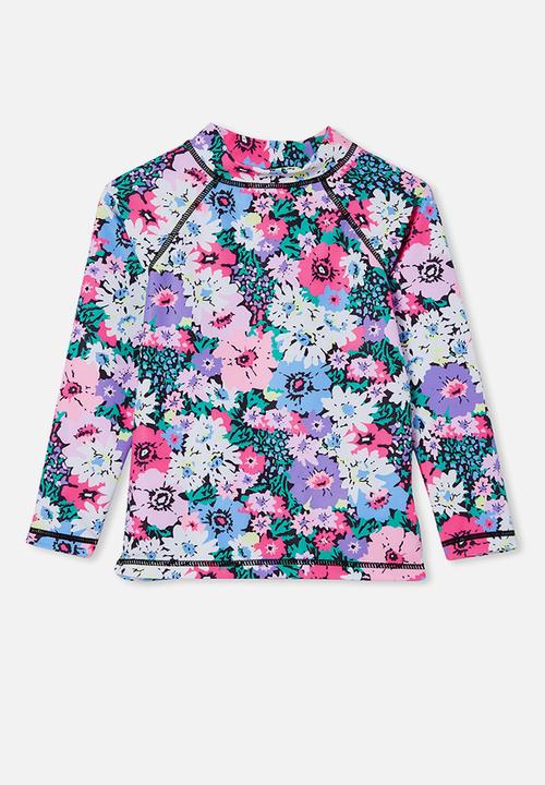 Cotton On - Hamilton long sleeve rashie - phantom/pop flower garden