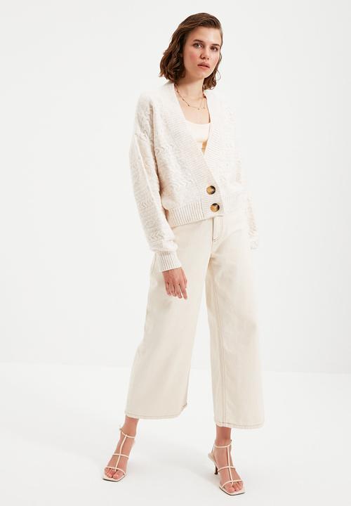 Trendyol - Knitted detail knit cardigan - ecru