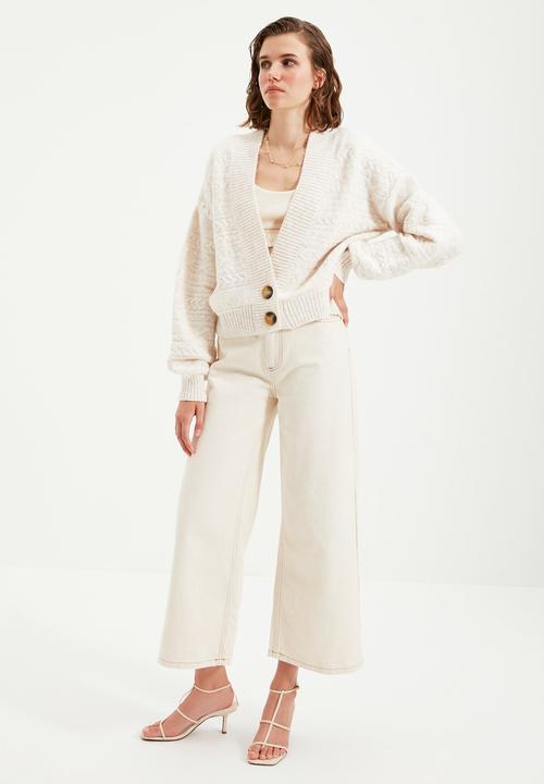 Trendyol - Knitted detail knit cardigan - ecru