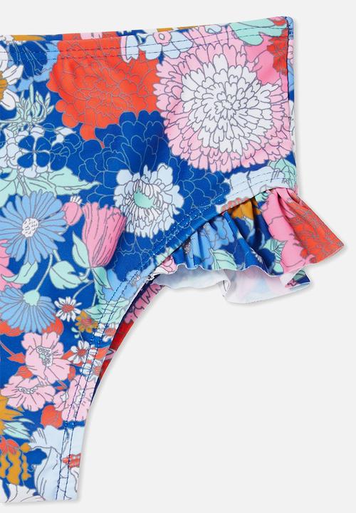 Cotton On - Pippa ruffle bikini bottom - cobalt/boho floral