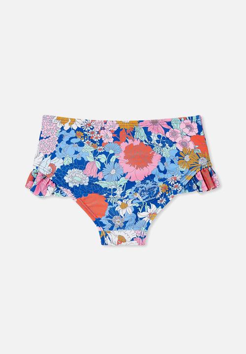 Cotton On - Pippa ruffle bikini bottom - cobalt/boho floral
