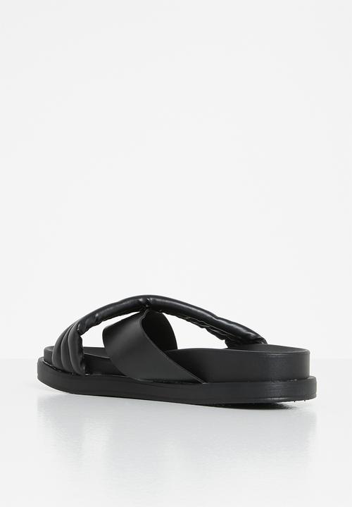 Jada - Padded cross strap slide - black