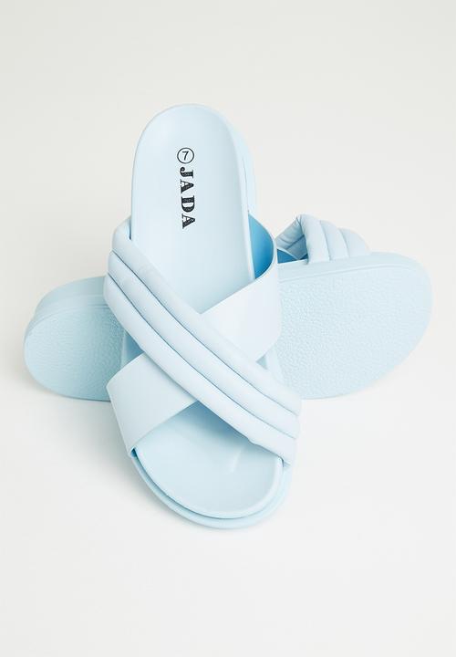 Jada - Padded cross strap slide - pale blue