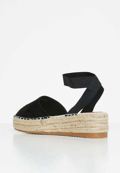 Jada - Ankle strap flatform espadrille - black