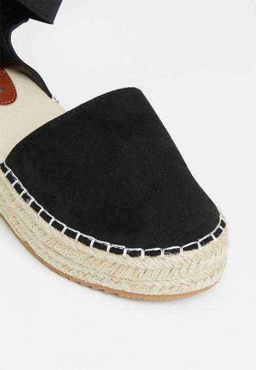 Jada - Ankle strap flatform espadrille - black