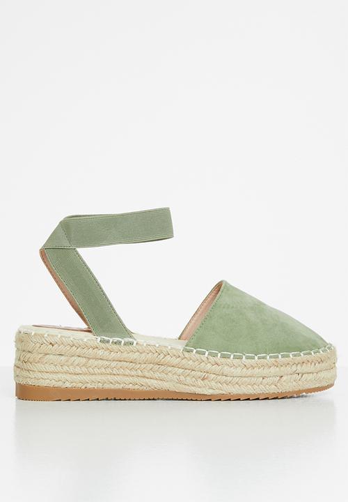 Jada - Ankle strap flatform espadrille - sage