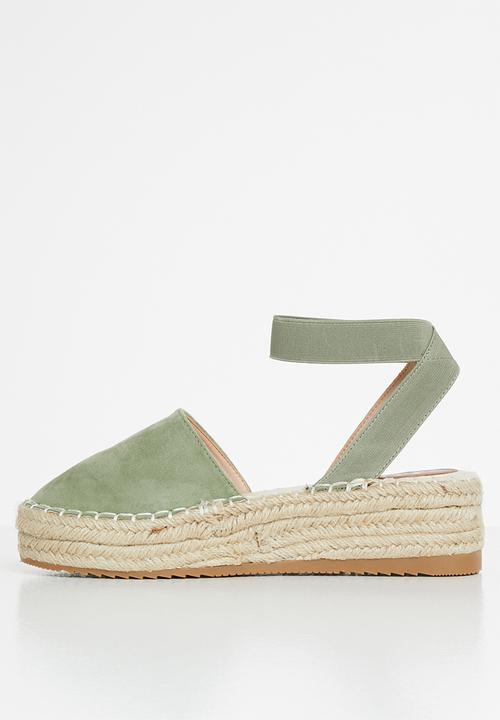 Jada - Ankle strap flatform espadrille - sage