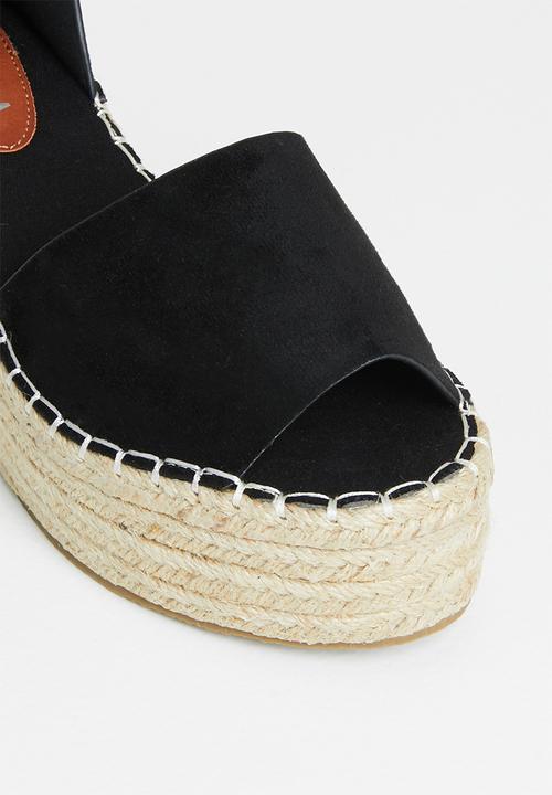 Jada - Ankle strap espadrille wedge heel - black