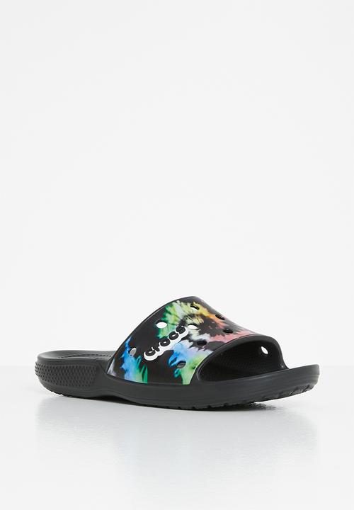 Crocs - Classic crocs tiedye graphic slide - black