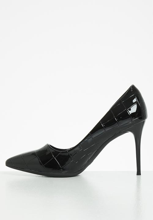 Plum - Callie stiletto court heel - black