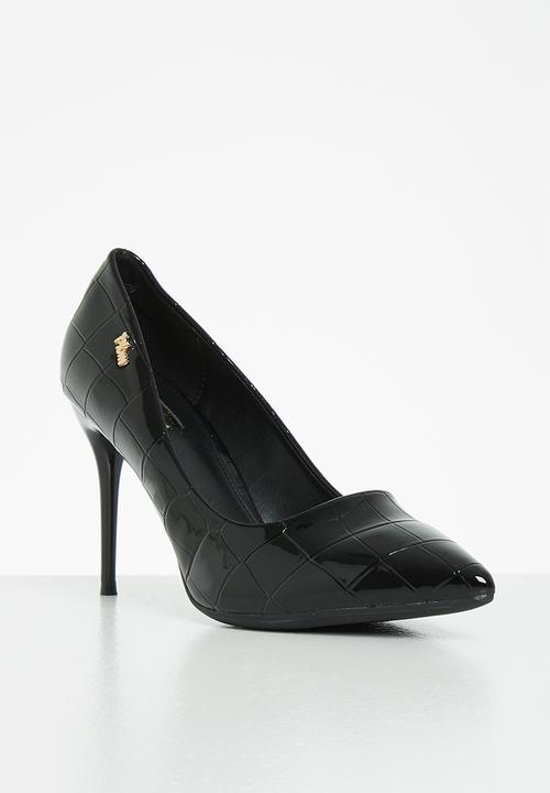 Plum - Callie stiletto court heel - black